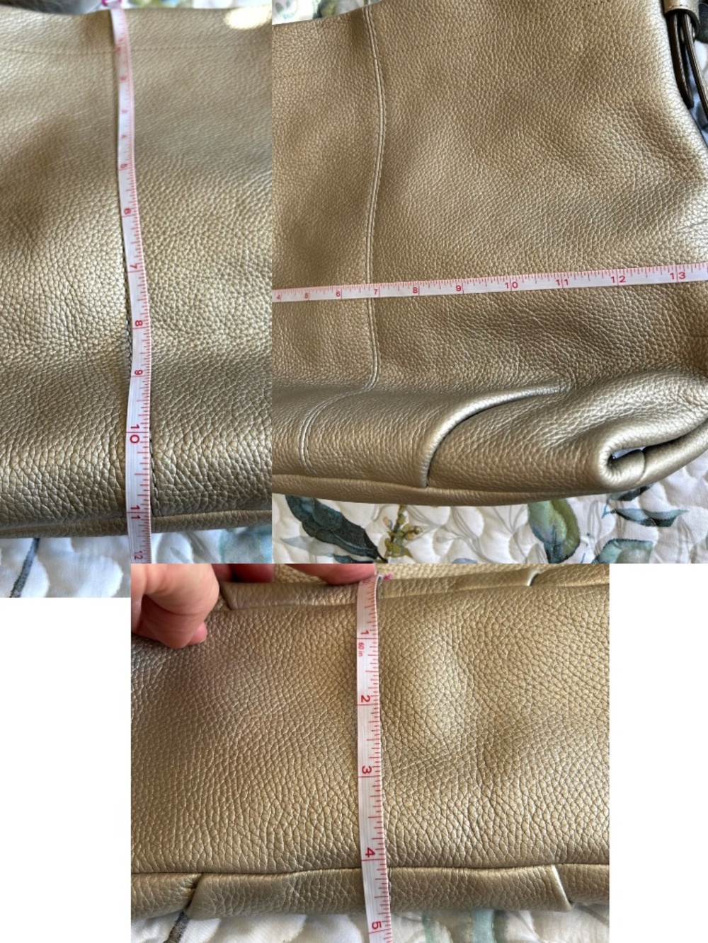 LikeNew Coach Soho Brooke Pebbled Leather Duffle/Hobo Bag #F15064 Metallic Taupe - Picture 12 of 14